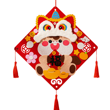 DIY комплект за входна врата от филц за Годината на коня – ръчна изработка, китайски стил, пролетен фестивал, висулки и благословия стикери