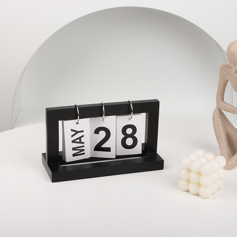 Drveni stolni kalendar ukras za fotografiju – nordijski stil, jednostavan i moderan dekor za spavaću sobu (Materijal: Drvo; Tip: Pozadinski platno; Svrha: Fotografiranje proizvoda; Značka: Lu Xin)