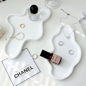 Gipsz tároló tál, szabálytalan alakú, dekoratív kellék termékfotózáshoz, Mirror Shadow