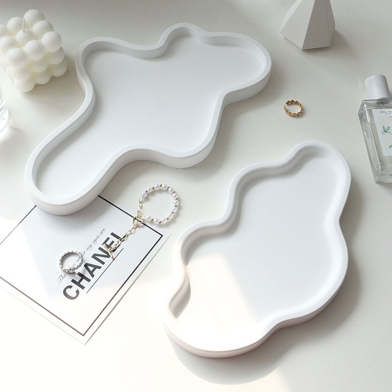 Gipsz tároló tál, szabálytalan alakú, dekoratív kellék termékfotózáshoz, Mirror Shadow