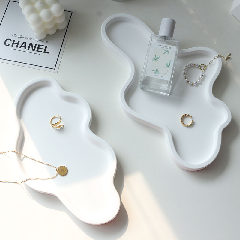 Gipsz tároló tál, szabálytalan alakú, dekoratív kellék termékfotózáshoz, Mirror Shadow