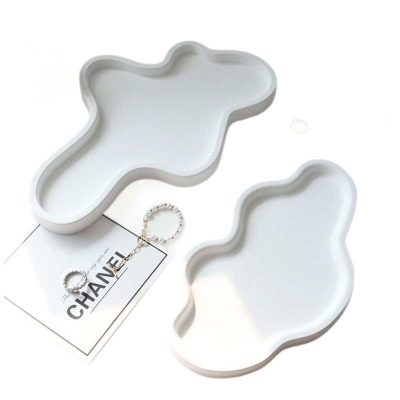 Gipsz tároló tál, szabálytalan alakú, dekoratív kellék termékfotózáshoz, Mirror Shadow