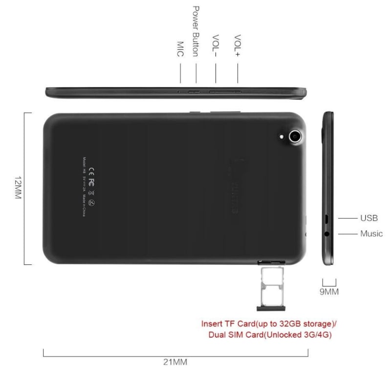 Android táblagép, quad-core 1.3GHz, 4G LTE, 16GB flash memória, IPS kijelző