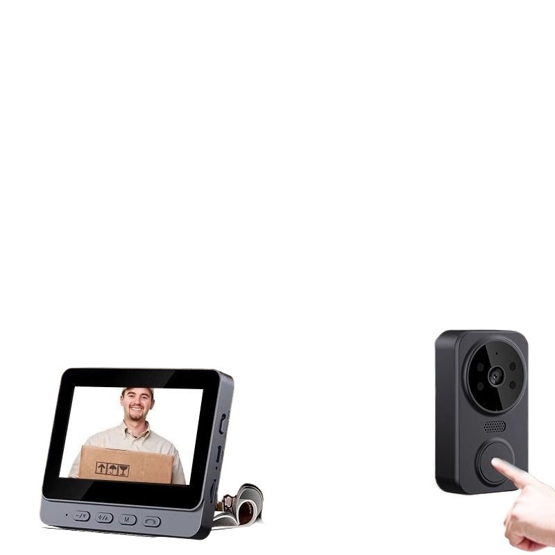 Sonerie video pentru ușă, fără fir, cu ecran, interfon la ușă, vedere nocturnă
