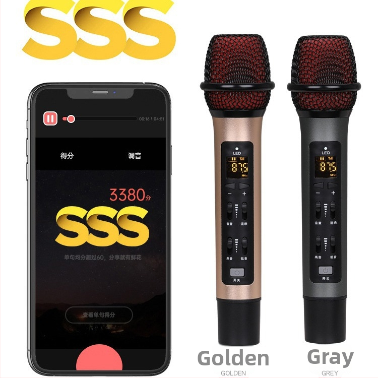 A6 Karaoke mikrofón do auta pre mobilný telefón, Bluetooth, vstavaná 1000mAh batéria, frekvenčný rozsah 100Hz–20kHz, SNR ≥95dB, výkon 5W, na živé vysielanie a nahrávanie