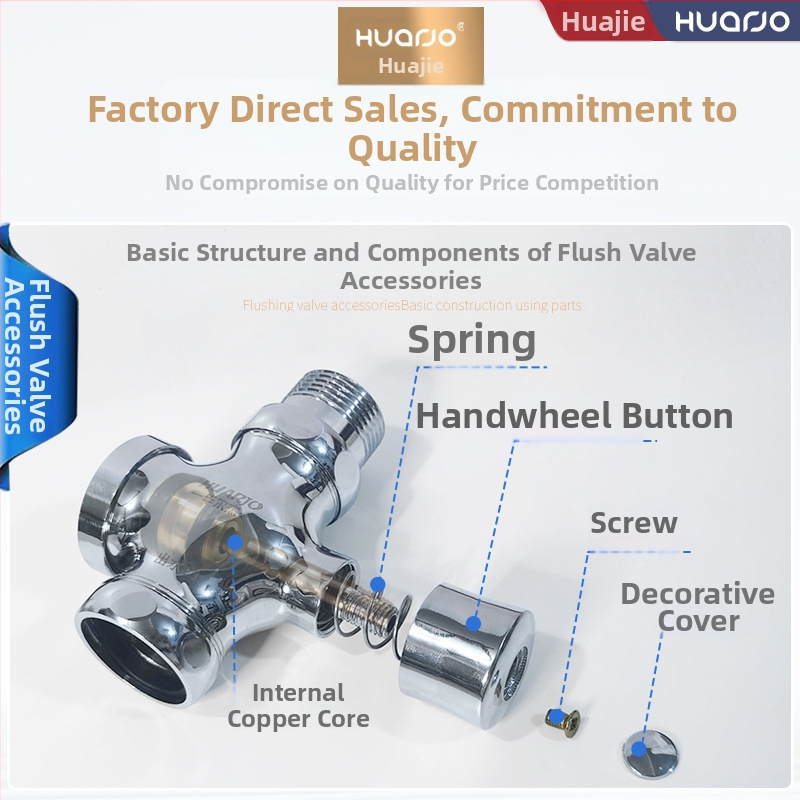 Príslušenstvo k splachovacej ventile toalety s tlačidlom oneskorenia a pružinovým ručným kolom, model H865-PJ, ABS, HUARJO/Walje, tlak vody 0.3, moderný štýl