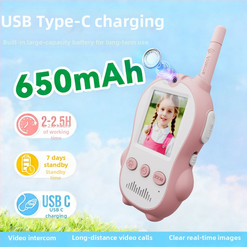 Vizuálny detský vysielač – Kompletná jednotka, Model Small Animal Walkie-Talkie, Rozsah do 1,5 km, 650 mAh Li-ion batéria, Displej