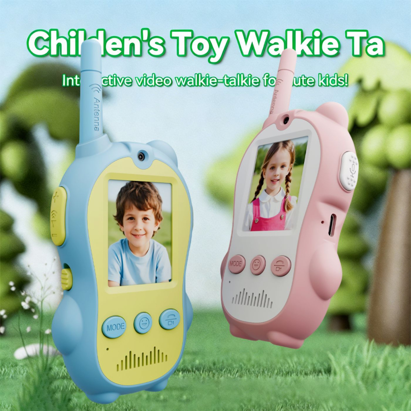 Walkie-Talkie vizual pentru copii – Unitate completă, Model Small Animal Walkie-Talkie, Gama până la 1,5 km, Baterie Li-Ion 650 mAh, Ecran