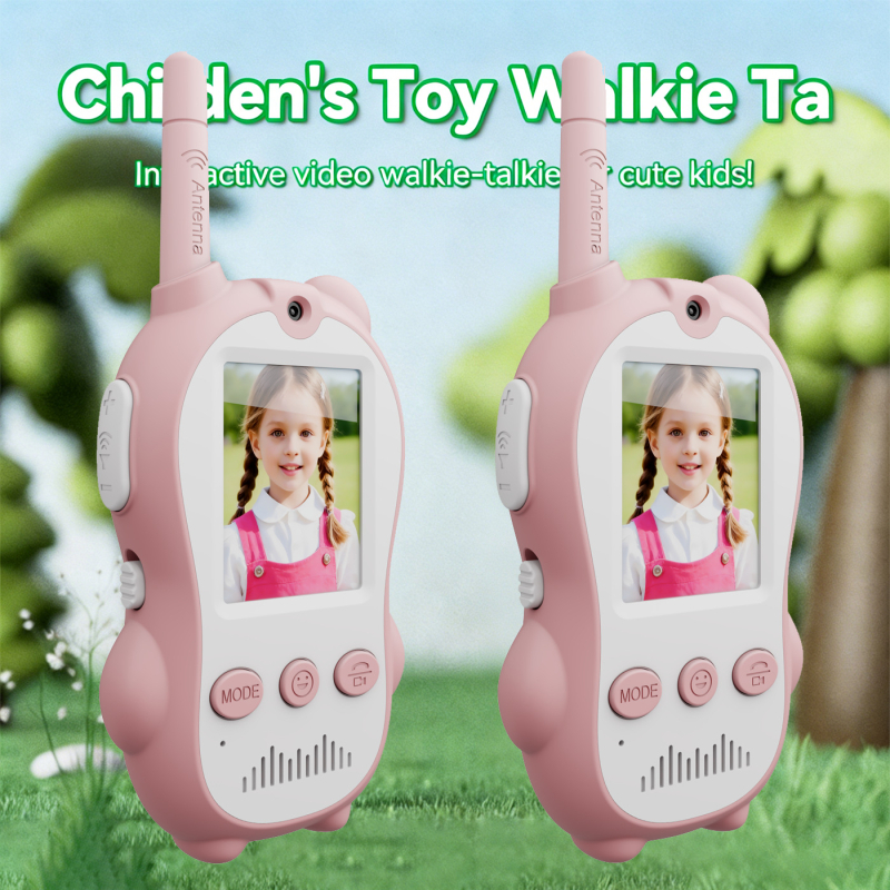 Walkie-Talkie vizual pentru copii – Unitate completă, Model Small Animal Walkie-Talkie, Gama până la 1,5 km, Baterie Li-Ion 650 mAh, Ecran