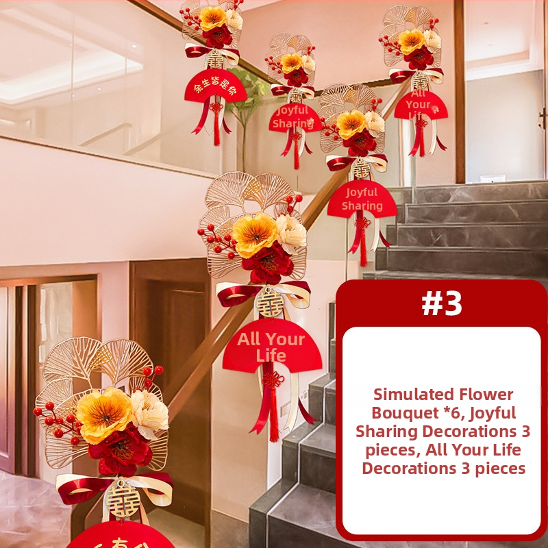Dekorácia schodiskového zábradlia pre svadobnú slávu, umelé kvety a stuhou, značka Guangzhou Jiaer, materiál: umelé kvety, typ materiálu: stuha, kategória: rekvizity na usporiadanie miesta, vhodné na svadby