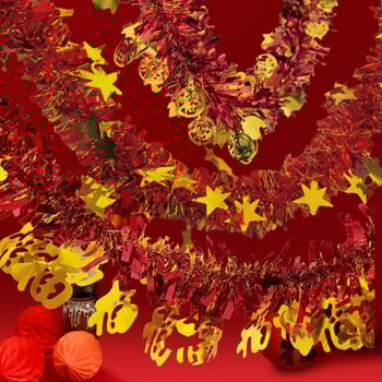 Κρεμαστό διακοσμητικό – γιρλάντα φούντες από ιριδίζον χαρτί, Αρ. προϊόντος F98HSSS8M78MSJ, για το Φεστιβάλ Qixi