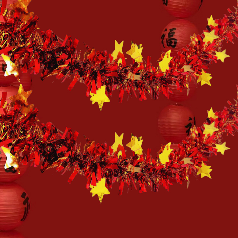 Κρεμαστό διακοσμητικό – γιρλάντα φούντες από ιριδίζον χαρτί, Αρ. προϊόντος F98HSSS8M78MSJ, για το Φεστιβάλ Qixi