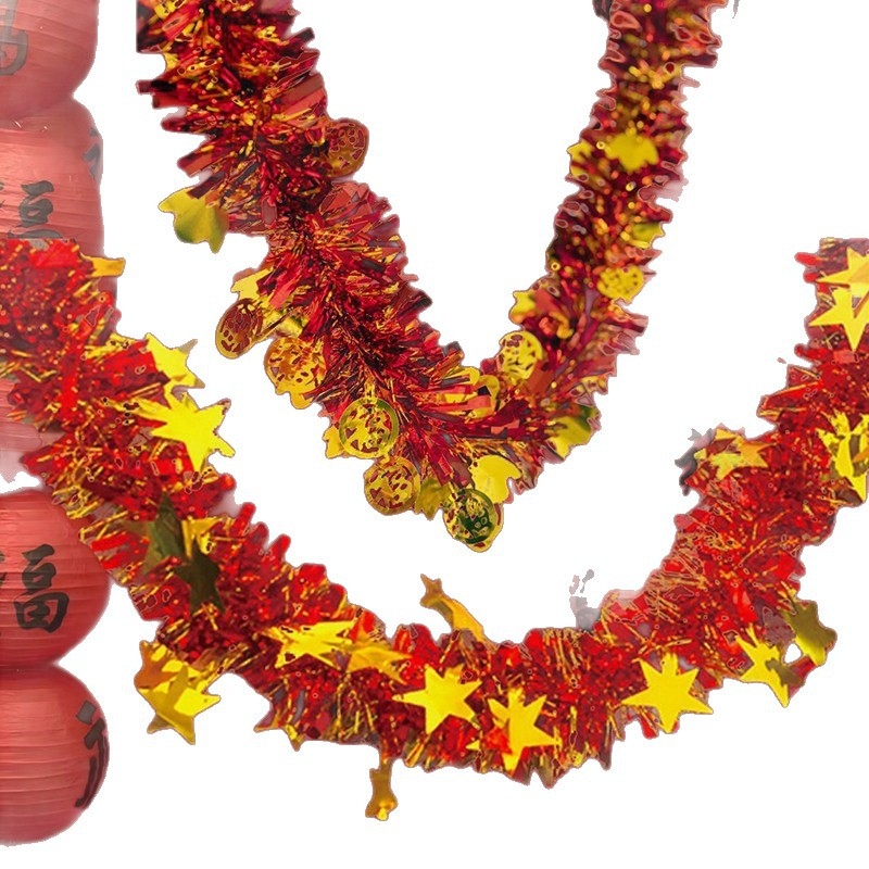 Κρεμαστό διακοσμητικό – γιρλάντα φούντες από ιριδίζον χαρτί, Αρ. προϊόντος F98HSSS8M78MSJ, για το Φεστιβάλ Qixi