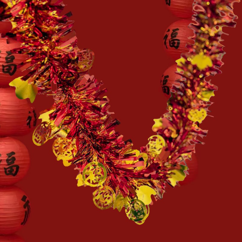 Κρεμαστό διακοσμητικό – γιρλάντα φούντες από ιριδίζον χαρτί, Αρ. προϊόντος F98HSSS8M78MSJ, για το Φεστιβάλ Qixi