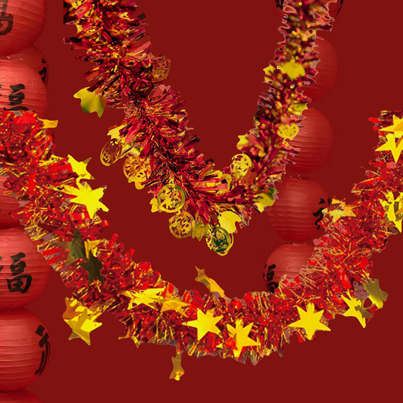 Κρεμαστό διακοσμητικό – γιρλάντα φούντες από ιριδίζον χαρτί, Αρ. προϊόντος F98HSSS8M78MSJ, για το Φεστιβάλ Qixi