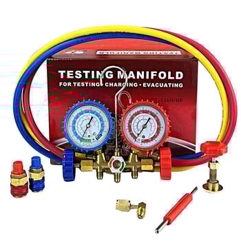 Autóklíma vákuumnyomásmérő, modell 536g, kétmérős szeleppel; csatlakozás: 1; pontosság: 1; kompatibilis R22/R134A