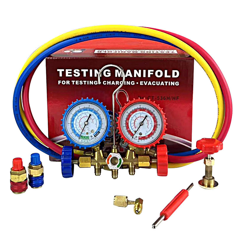 Autóklíma vákuumnyomásmérő, modell 536g, kétmérős szeleppel; csatlakozás: 1; pontosság: 1; kompatibilis R22/R134A