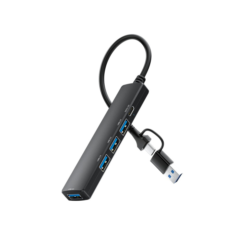 USB-C 5-в-1 хъб за лаптоп и автомобил, модел JL-101G, USB 3.0 5 Gbps, без външно захранване