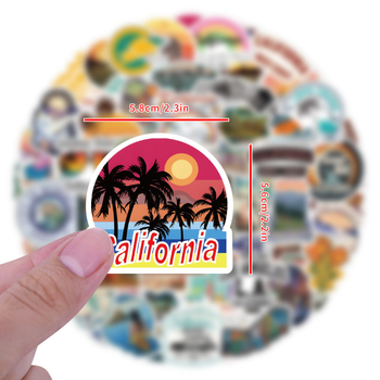 Karosszéria matrica Kalifornia táj motívummal; anyag: matrica; felhelyezés: ragasztóval; testreszabható feldolgozás