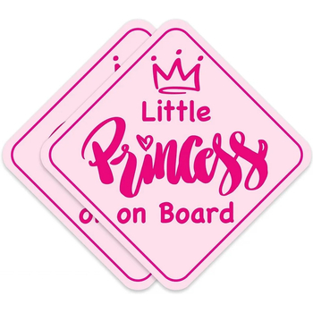 Roza naljepnica za auto 'Princess on Board' – zabavan vinil