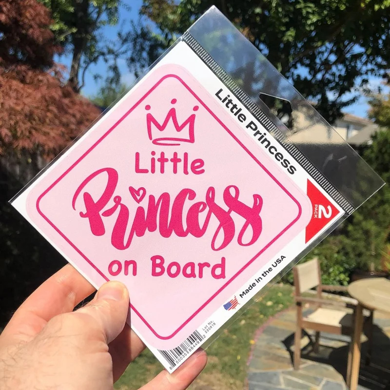 Roza naljepnica za auto 'Princess on Board' – zabavan vinil