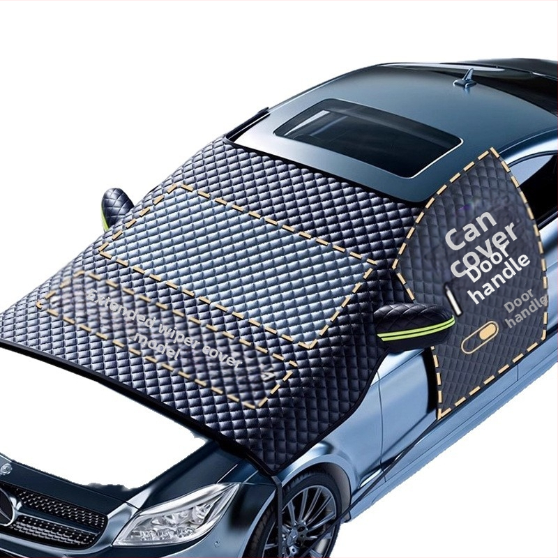 Pokrov prednjeg vjetrobranskog stakla automobila za snijeg, PVC, vodootporna Oxford tkanina, mrežasti uzorak, univerzalna prilagodba, ugrađena montaža