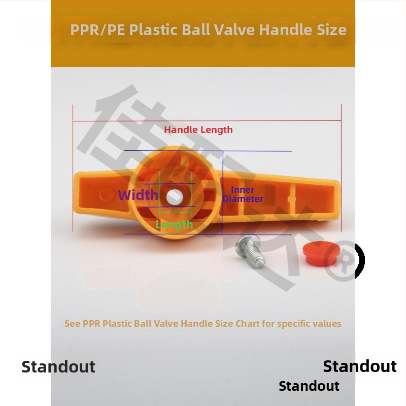 Ručka za kuglični ventil, PPR čelično jezgro, plastični prekidač, duga ručka