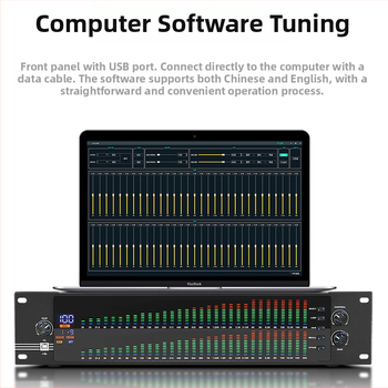 Kétsávos 31-sávos számítógépes equalizer professzionális otthoni és színpadi használatra — Prnoeet, 110-220V, 2.7 kg, digitális hangoló