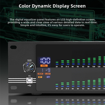 Kétsávos 31-sávos számítógépes equalizer professzionális otthoni és színpadi használatra — Prnoeet, 110-220V, 2.7 kg, digitális hangoló