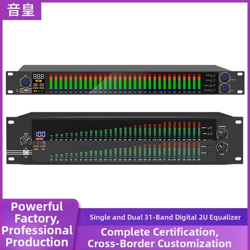 Kétsávos 31-sávos számítógépes equalizer professzionális otthoni és színpadi használatra — Prnoeet, 110-220V, 2.7 kg, digitális hangoló