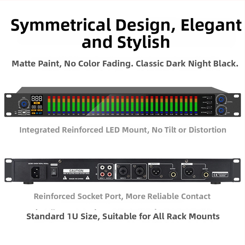 Kétsávos 31-sávos számítógépes equalizer professzionális otthoni és színpadi használatra — Prnoeet, 110-220V, 2.7 kg, digitális hangoló