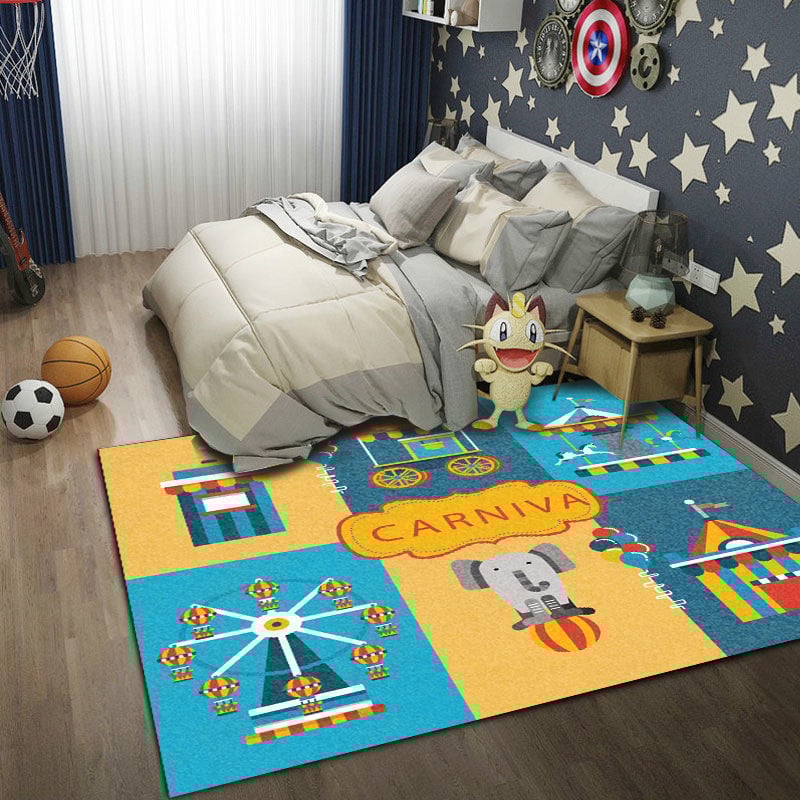 Подов килим противохлъзгащ се, удебелен, машинно пране, персонализирана шарка с карикатурен мотив