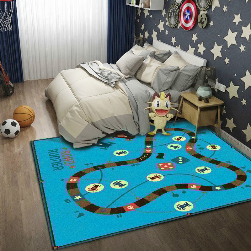 Подов килим противохлъзгащ се, удебелен, машинно пране, персонализирана шарка с карикатурен мотив