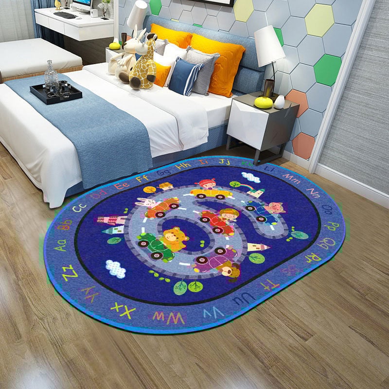 Подов килим противохлъзгащ се, удебелен, машинно пране, персонализирана шарка с карикатурен мотив