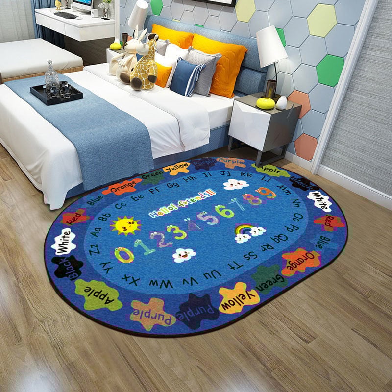 Подов килим противохлъзгащ се, удебелен, машинно пране, персонализирана шарка с карикатурен мотив