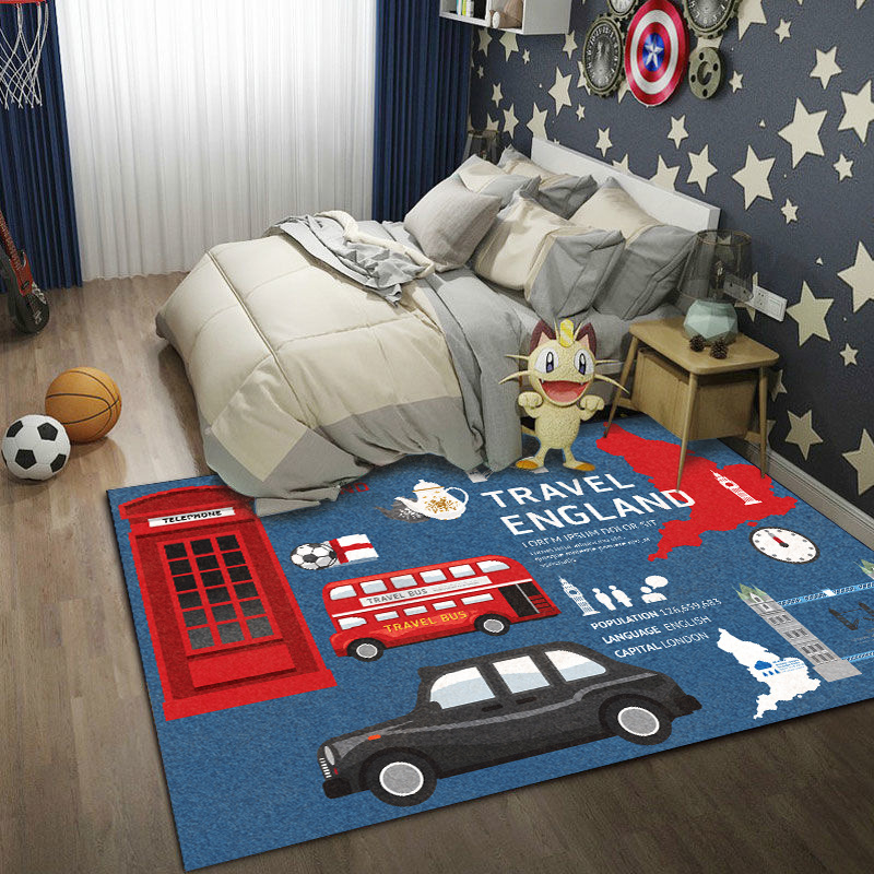 Подов килим противохлъзгащ се, удебелен, машинно пране, персонализирана шарка с карикатурен мотив