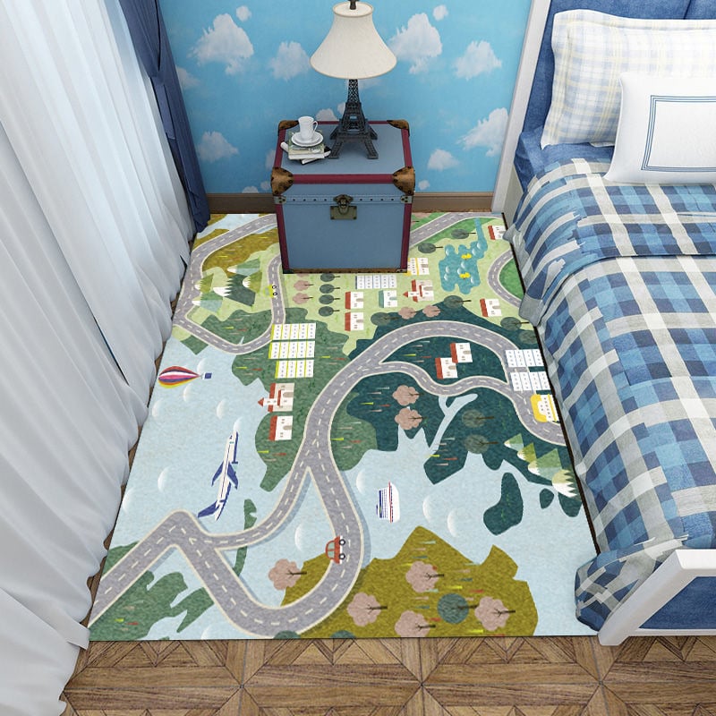 Подов килим противохлъзгащ се, удебелен, машинно пране, персонализирана шарка с карикатурен мотив