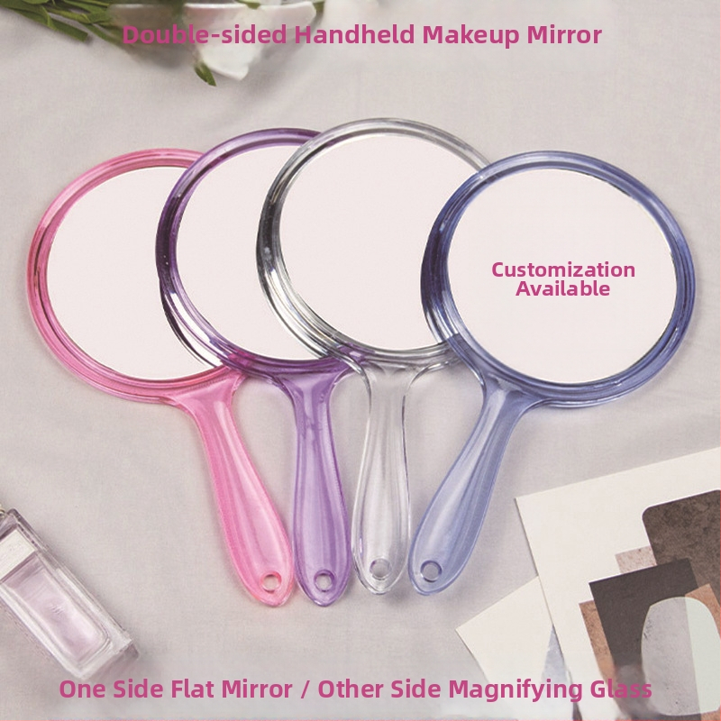 Ručné zrkadlo, dvojstranné, s lupou, zrkadlová plocha z hliníka, rám PU/PS/PVC