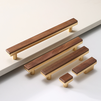 Drška za garderobu i ladicu, novi kineski stil, masivno drvo i cinkovo legura, elektroplate završna obrada, model 2103 walnut copper