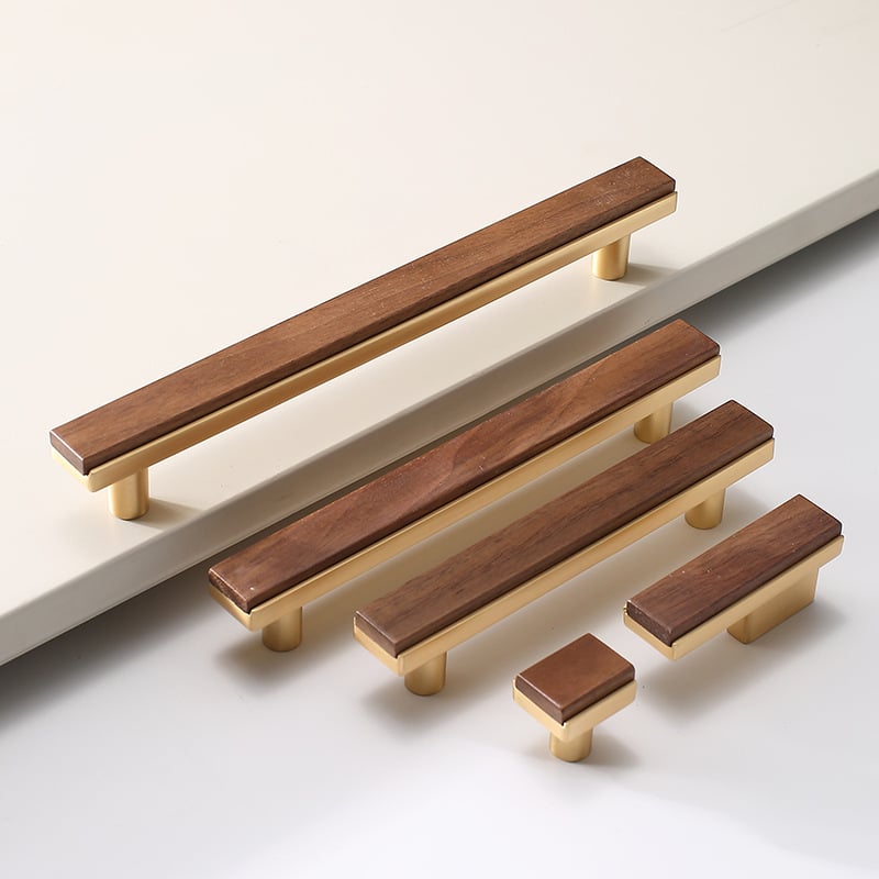 Drška za garderobu i ladicu, novi kineski stil, masivno drvo i cinkovo legura, elektroplate završna obrada, model 2103 walnut copper