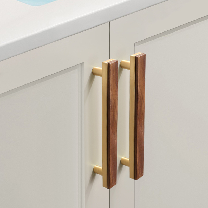 Drška za garderobu i ladicu, novi kineski stil, masivno drvo i cinkovo legura, elektroplate završna obrada, model 2103 walnut copper