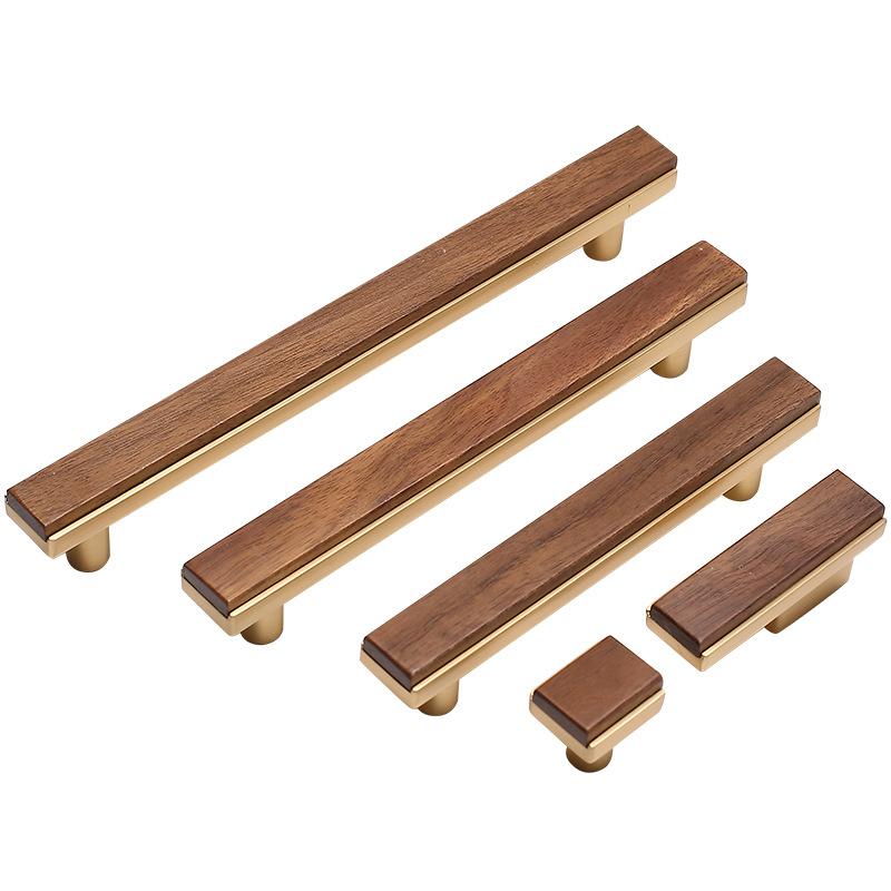Drška za garderobu i ladicu, novi kineski stil, masivno drvo i cinkovo legura, elektroplate završna obrada, model 2103 walnut copper