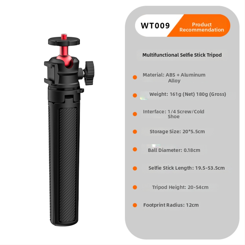 Rozťahovateľný monopod pre telefóny a kamery — univerzálny stolný statív na živé vysielanie a vlog, ABS, max nosnosť 1 kg, hmotnosť 180 g