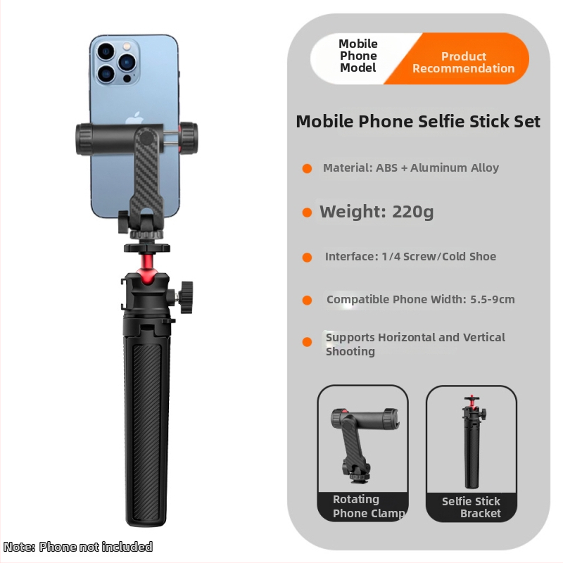 Rozťahovateľný monopod pre telefóny a kamery — univerzálny stolný statív na živé vysielanie a vlog, ABS, max nosnosť 1 kg, hmotnosť 180 g
