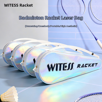WITESS Torba za badminton reketa – šarena laserska grafika, preko ramena, platnena, vodootporna