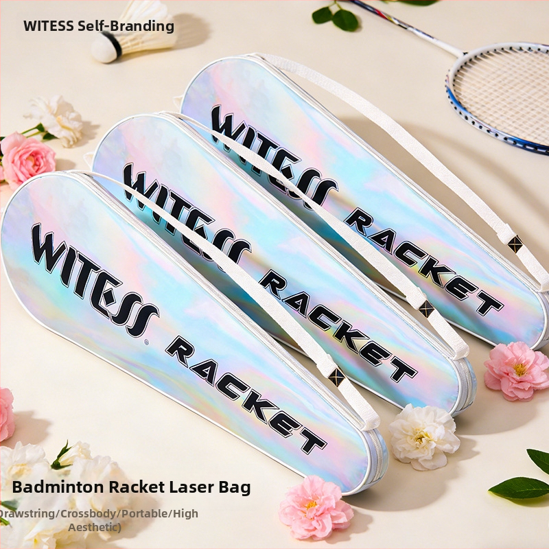 WITESS Torba za badminton reketa – šarena laserska grafika, preko ramena, platnena, vodootporna