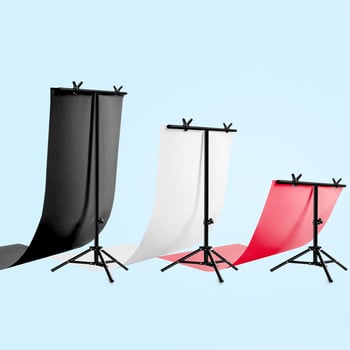 Στήριγμα φόντου για φωτογράφηση προϊόντων, μεταλλικό, Τ-σχήματος πλαίσιο, βάρος 1,5 kg, επεξεργασία επιφανείας