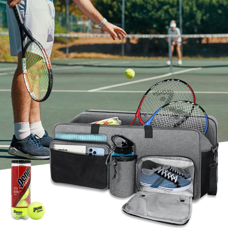 Чанта за спорт за тенис и бадминтон с кръстосана презрамка и отделение за ракети, полиестер, персонализирана обработка, тегло 1.078 кг