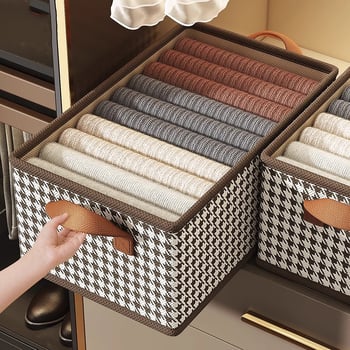 Kutija za pohranu odjeće s uzorkom houndstooth, sklopiva, 22 L, netkani materijal
