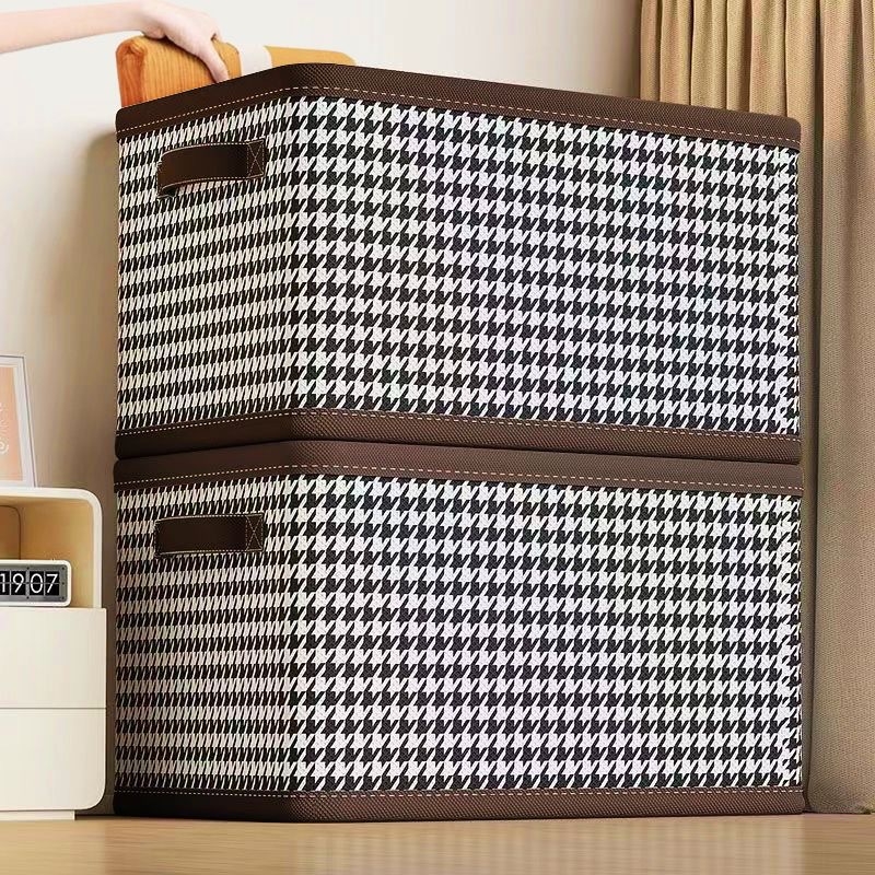 Kutija za pohranu odjeće s uzorkom houndstooth, sklopiva, 22 L, netkani materijal